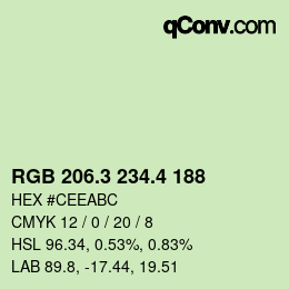 カラーコード: RGB 206.3 234.4 188 | qconv.com