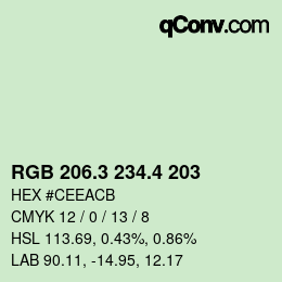 カラーコード: RGB 206.3 234.4 203 | qconv.com