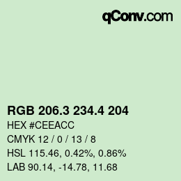 カラーコード: RGB 206.3 234.4 204 | qconv.com