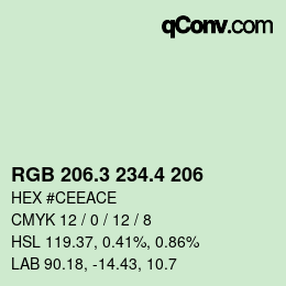 カラーコード: RGB 206.3 234.4 206 | qconv.com