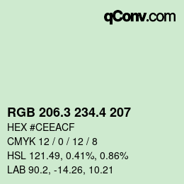 カラーコード: RGB 206.3 234.4 207 | qconv.com