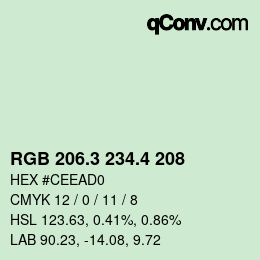カラーコード: RGB 206.3 234.4 208 | qconv.com