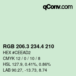 カラーコード: RGB 206.3 234.4 210 | qconv.com