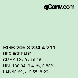 カラーコード: RGB 206.3 234.4 211 | qconv.com