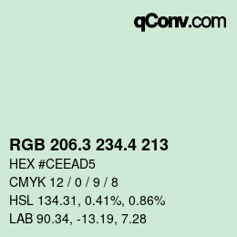 カラーコード: RGB 206.3 234.4 213 | qconv.com