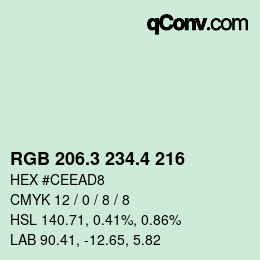 カラーコード: RGB 206.3 234.4 216 | qconv.com