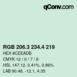 カラーコード: RGB 206.3 234.4 219 | qconv.com