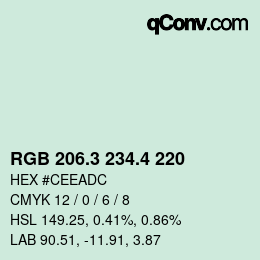 カラーコード: RGB 206.3 234.4 220 | qconv.com