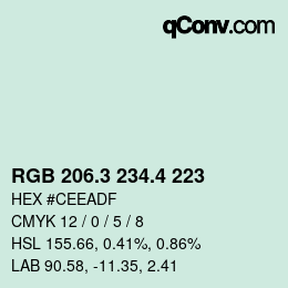 カラーコード: RGB 206.3 234.4 223 | qconv.com