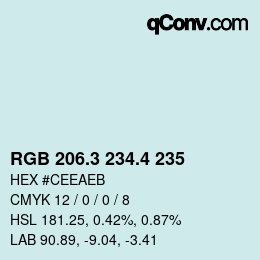 カラーコード: RGB 206.3 234.4 235 | qconv.com