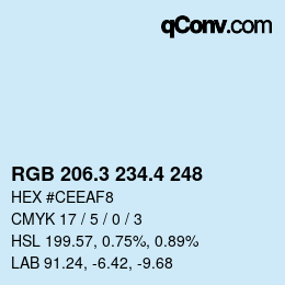 カラーコード: RGB 206.3 234.4 248 | qconv.com