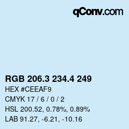 カラーコード: RGB 206.3 234.4 249 | qconv.com