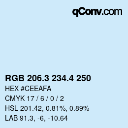 カラーコード: RGB 206.3 234.4 250 | qconv.com