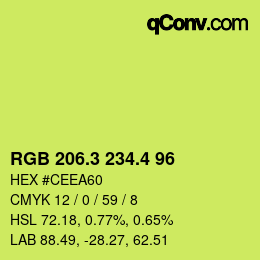 カラーコード: RGB 206.3 234.4 96 | qconv.com