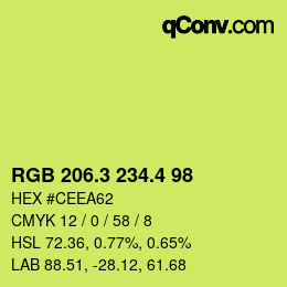 カラーコード: RGB 206.3 234.4 98 | qconv.com