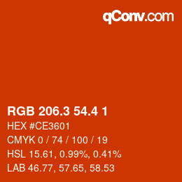 カラーコード: RGB 206.3 54.4 1 | qconv.com