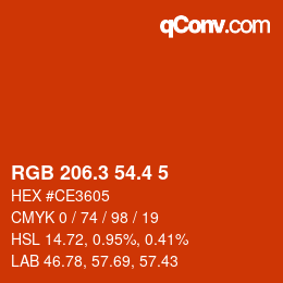 カラーコード: RGB 206.3 54.4 5 | qconv.com