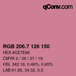 カラーコード: RGB 206.7 126 150 | qconv.com
