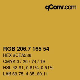 カラーコード: RGB 206.7 165 54 | qconv.com