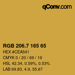 カラーコード: RGB 206.7 165 65 | qconv.com