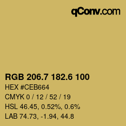 カラーコード: RGB 206.7 182.6 100 | qconv.com