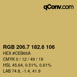 カラーコード: RGB 206.7 182.6 106 | qconv.com