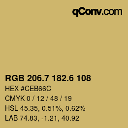 カラーコード: RGB 206.7 182.6 108 | qconv.com
