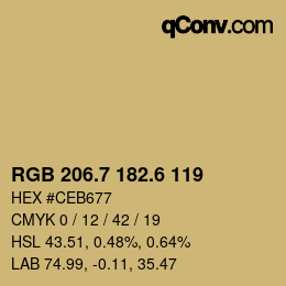 カラーコード: RGB 206.7 182.6 119 | qconv.com