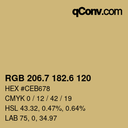 カラーコード: RGB 206.7 182.6 120 | qconv.com