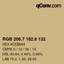 カラーコード: RGB 206.7 182.6 132 | qconv.com