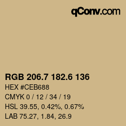 カラーコード: RGB 206.7 182.6 136 | qconv.com