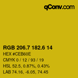 カラーコード: RGB 206.7 182.6 14 | qconv.com
