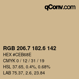 カラーコード: RGB 206.7 182.6 142 | qconv.com
