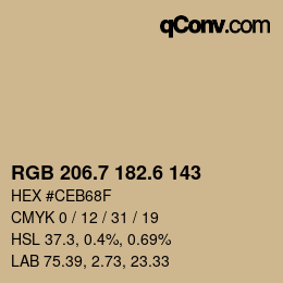 カラーコード: RGB 206.7 182.6 143 | qconv.com