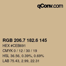 カラーコード: RGB 206.7 182.6 145 | qconv.com