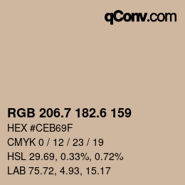 カラーコード: RGB 206.7 182.6 159 | qconv.com