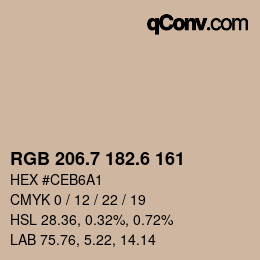 カラーコード: RGB 206.7 182.6 161 | qconv.com