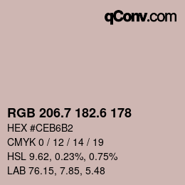 カラーコード: RGB 206.7 182.6 178 | qconv.com