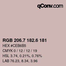 カラーコード: RGB 206.7 182.6 181 | qconv.com
