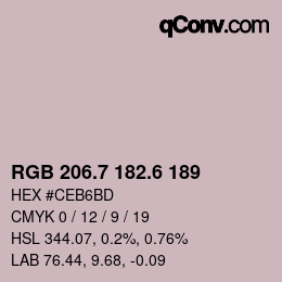 カラーコード: RGB 206.7 182.6 189 | qconv.com