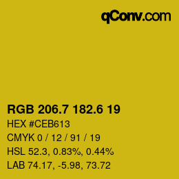 カラーコード: RGB 206.7 182.6 19 | qconv.com