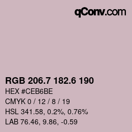 カラーコード: RGB 206.7 182.6 190 | qconv.com