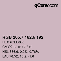 カラーコード: RGB 206.7 182.6 192 | qconv.com