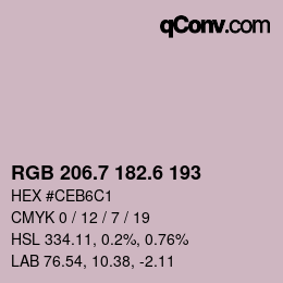カラーコード: RGB 206.7 182.6 193 | qconv.com