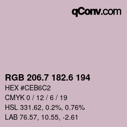 カラーコード: RGB 206.7 182.6 194 | qconv.com