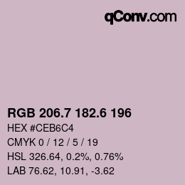 カラーコード: RGB 206.7 182.6 196 | qconv.com