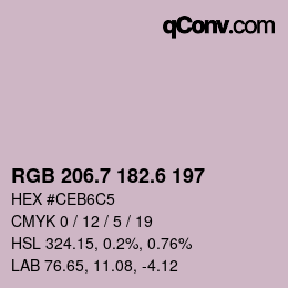 カラーコード: RGB 206.7 182.6 197 | qconv.com