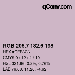 カラーコード: RGB 206.7 182.6 198 | qconv.com