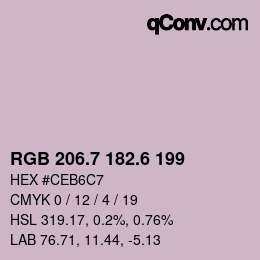 カラーコード: RGB 206.7 182.6 199 | qconv.com