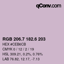 カラーコード: RGB 206.7 182.6 203 | qconv.com